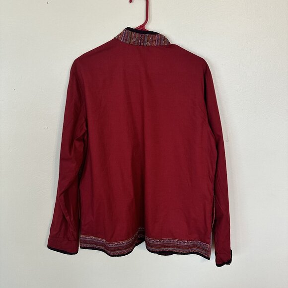 Coldwater Creek Womens Red Embroidered Jacket Large Pockets Ethnic Cotton - Picture 5 of 11